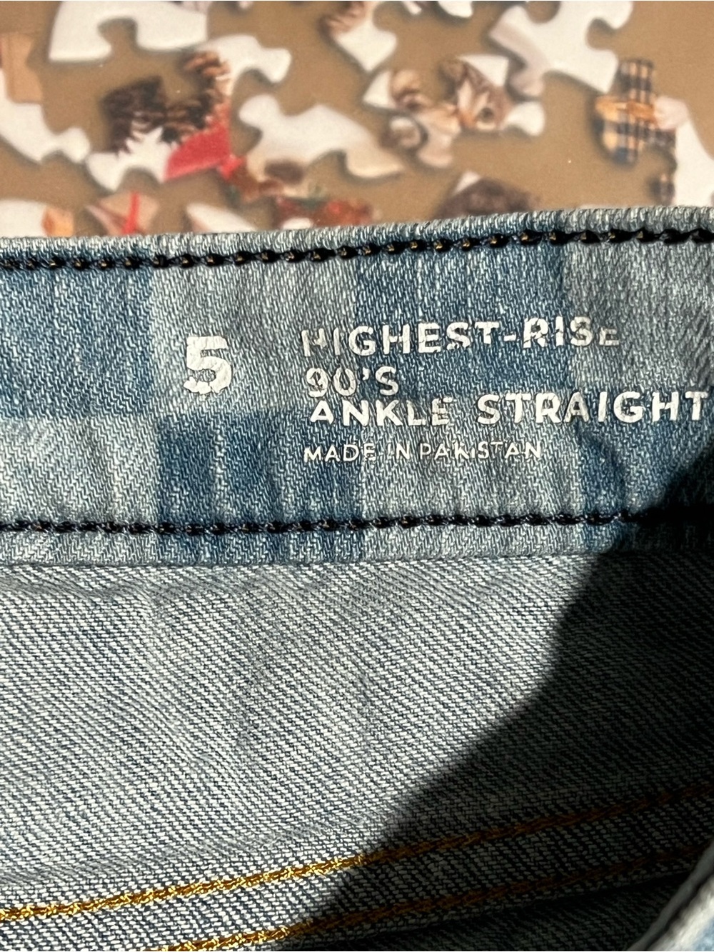 Arizona Jean Company: Distressed,  Light Blue checker Jeans - Picture 4 of 5